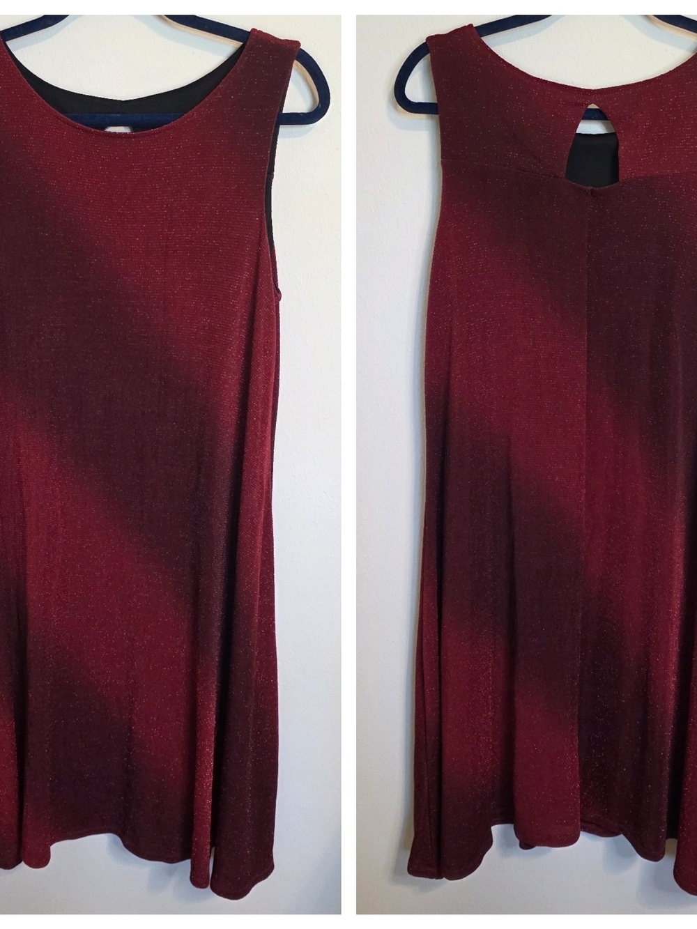 Signature by Robbie Bee Sparkling Burgundy Sleeveless Dress